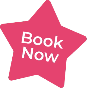 "Book Now" with pink star background 